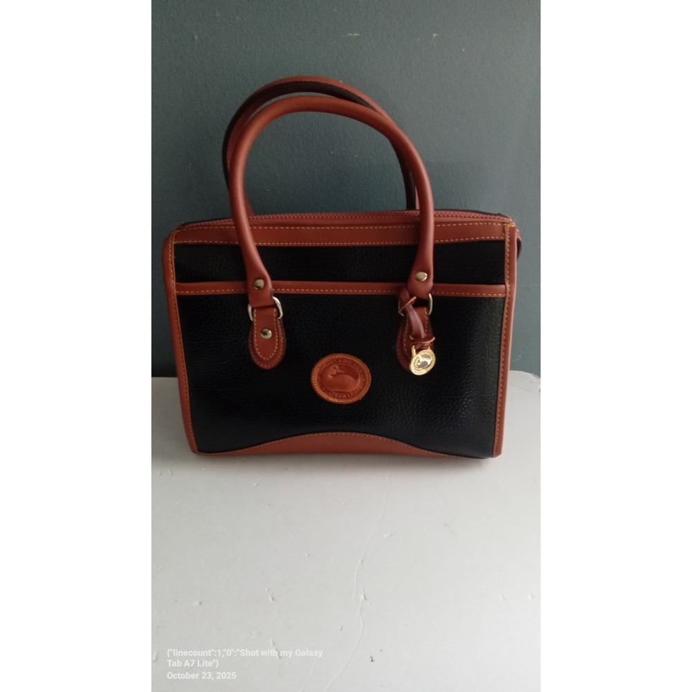 Dooney & Bourke Black Brown Leather Satchel Top‎ Handle Bag Purse
